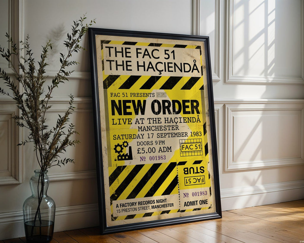 New Order Ticket Poster – 1983 Hacienda Wall Art — frame-286