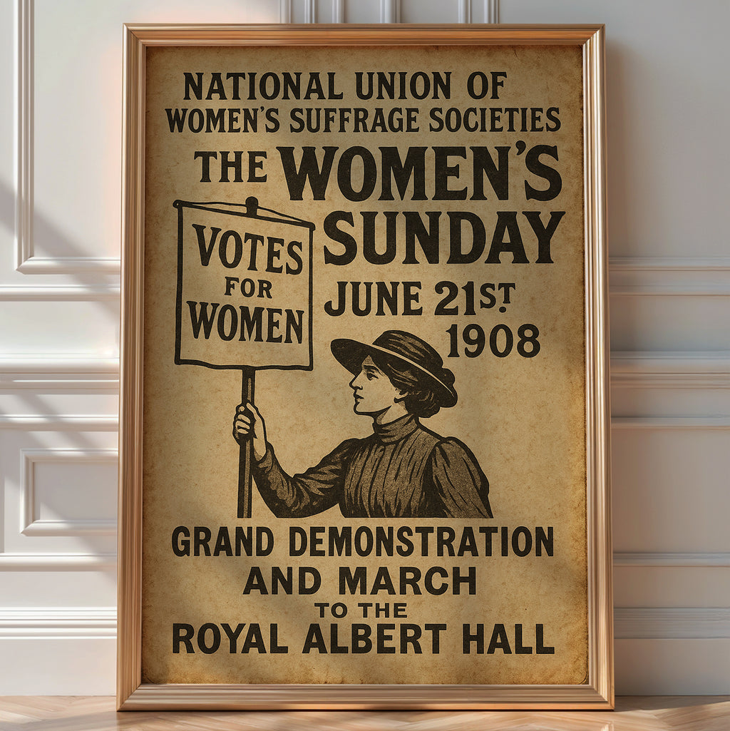 Votes for Women Poster | Vintage Feminist Protest Art from 1908 Suffrage March | Historical Women’s Rights Print | Bold Art Included - Just Great Posters