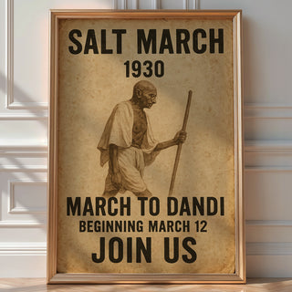 Salt March 1930 Poster | Gandhi Peaceful Protest Wall Art | Vintage Civil Disobedience Print for History Lovers | Bold Art Always - Just Great Posters