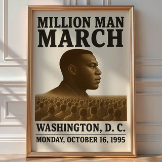 Million Man March 1995 Poster | Powerful Black Unity Protest Wall Art | Vintage - Style History Print for Home or Office | Bold Art - Just Great Posters