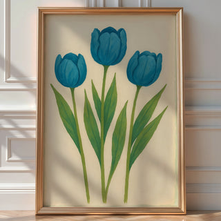 Blue Tulip Flower Poster | Minimal Botanical Wall Art for Modern Nature Lovers | Soft Color Plant Print | Bold Art Always Included - Just Great Posters
