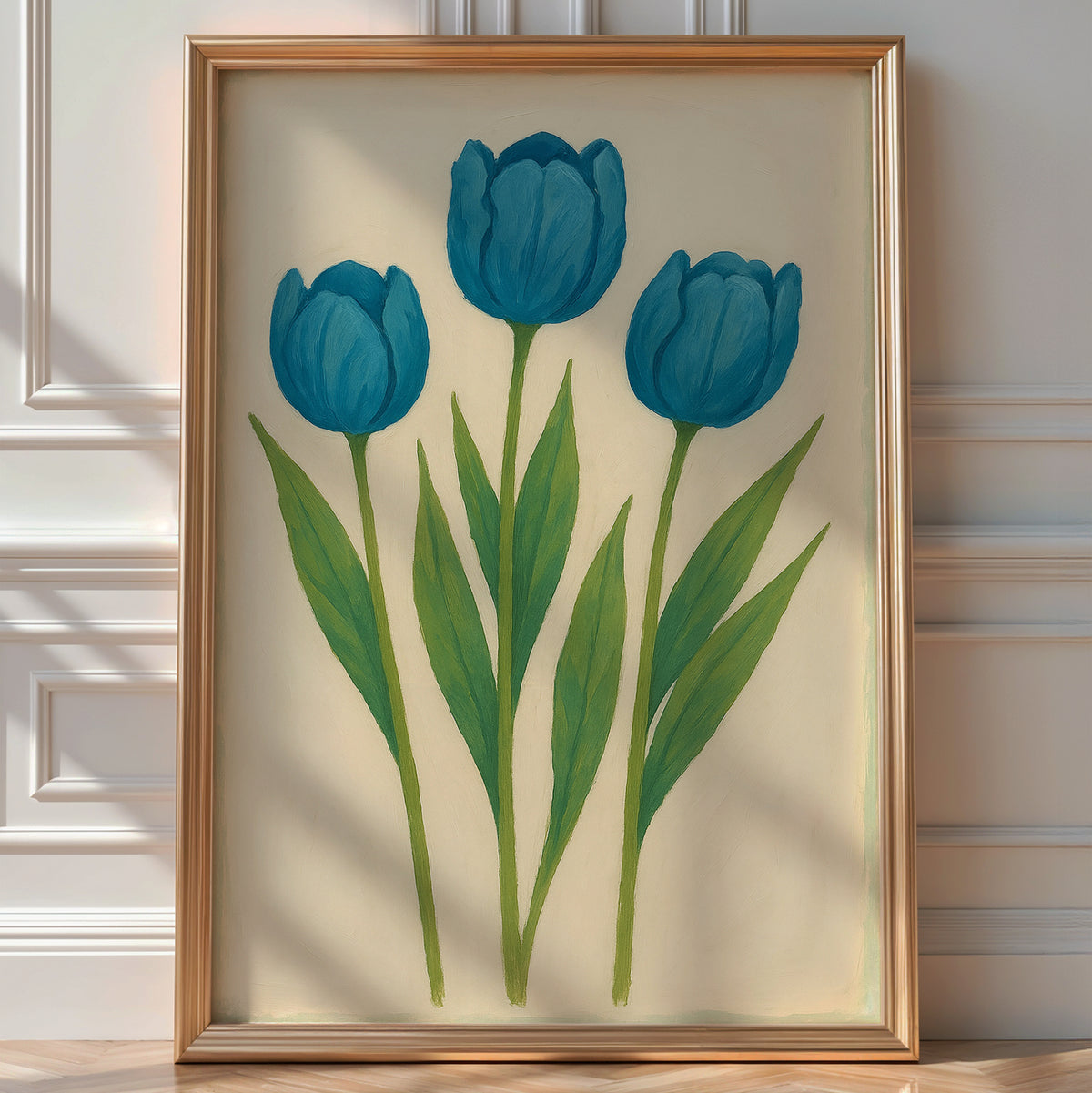 Blue Tulip Flower Poster | Minimal Botanical Wall Art for Modern Nature Lovers | Soft Color Plant Print | Bold Art Always Included - Just Great Posters
