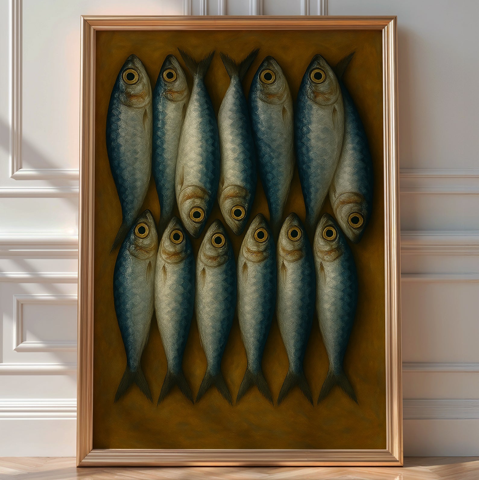 Sardine Fish Wall Art | Bold Modern Kitchen Poster with Vintage Market Vibes | Coastal Foodie Print for Seafood Lovers | Bold Art - Just Great Posters
