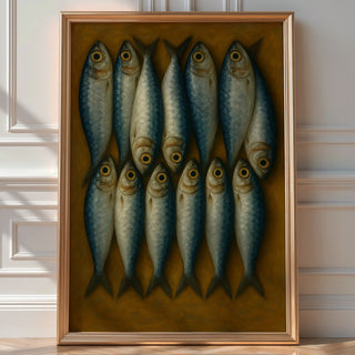 Sardine Fish Wall Art | Bold Modern Kitchen Poster with Vintage Market Vibes | Coastal Foodie Print for Seafood Lovers | Bold Art - Just Great Posters
