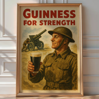 Guinness for Strength Poster | Bold Vintage Beer Ad Print with Retro Weightlifter Design | Funny Bar Wall Art | Bold Art Always - Just Great Posters