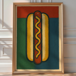 Hot Dog Wall Art Print – Bold Pop Art Style Food Poster for Kitchen or Diner Decor, Quirky Fast Food Illustration, Bold Art - Just Great Posters
