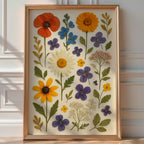 Pressed Flower Collage Art Print – Vibrant Botanical Wall Decor, Dried Flower Poster, Nature - Inspired Home Art - Just Great Posters
