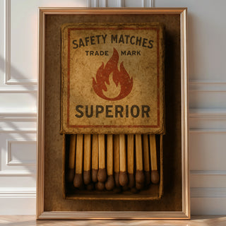 Retro Matchbox Wall Art – Colorful Vintage Ephemera Print for Bar Cart, Midcentury Kitchen or Game Room, Cool Eclectic Decor, Bold Art - Just Great Posters