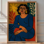 Modern Woman Art Print – Matisse Style Bold Female Portrait with Abstract Leaves, Gallery Wall or Boho Home Decor Poster - Just Great Posters