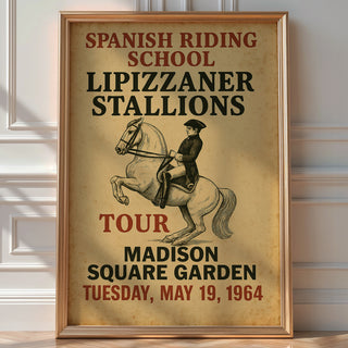 Lipizzaner Stallions Poster – Vintage Spanish Riding School Print with Classical Horse & Rider, Equestrian Wall Art, Bold Art - Just Great Posters