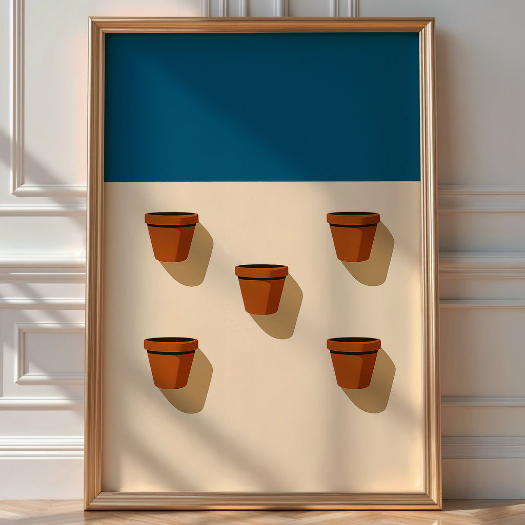 Terracotta Pot Minimalist Wall Art – Midcentury Modern Plant Poster, Warm Earth Tone Print, Clean Graphic Design Home Decor - Just Great Posters