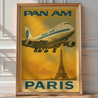 Pan Am Paris Travel Poster – Retro Airline Wall Art, Vintage Jet Age Decor with Eiffel Tower, Aviation Print for Pilots and Wanderlusters - Just Great Posters