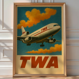 TWA Airline Poster – Retro Travel Wall Art, Midcentury Modern Jet Set Decor, Vintage Airplane Print for Aviation Lovers and Stylish Spaces - Just Great Posters