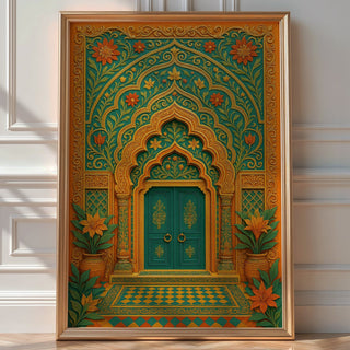 Ornate Doorway Wall Art – Intricate Boho Archway Print, Moroccan - Inspired Vintage Decor for Maximalist Interiors and Global Style Lovers - Just Great Posters