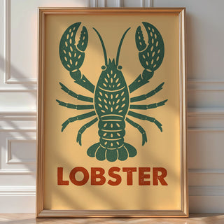 Lobster Coastal Wall Art – Vintage Seafood Kitchen Print, Retro Ocean Poster for Beach House Decor, Nautical Style, or Seafood Lovers - Just Great Posters