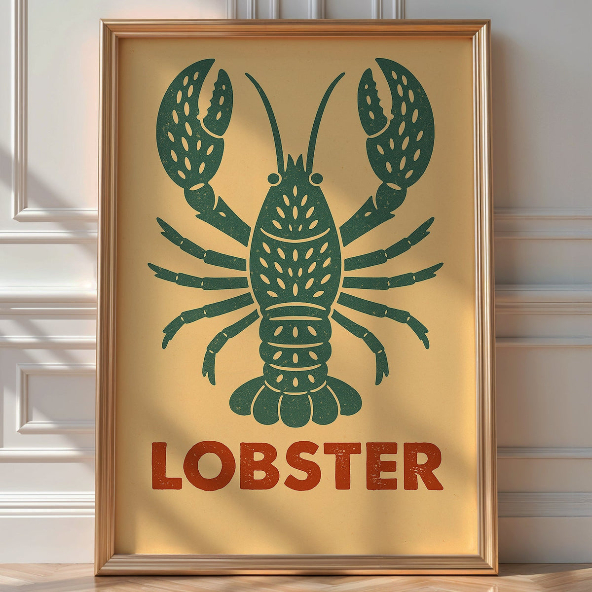 Lobster Coastal Wall Art – Vintage Seafood Kitchen Print, Retro Ocean Poster for Beach House Decor, Nautical Style, or Seafood Lovers - Just Great Posters
