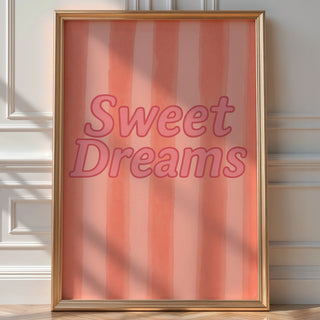 Sweet Dreams Pink Poster – Cute Nursery Wall Art with Stars & Clouds, Baby Girl Bedroom Decor, Pastel Kids Room Print, Bold Art - Just Great Posters