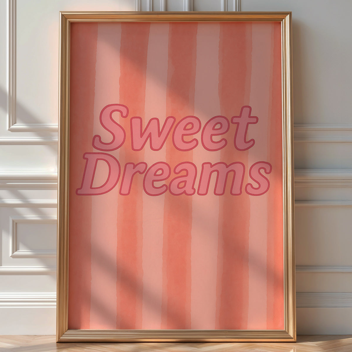 Sweet Dreams Pink Poster – Cute Nursery Wall Art with Stars & Clouds, Baby Girl Bedroom Decor, Pastel Kids Room Print, Bold Art - Just Great Posters