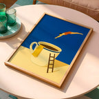 Coffee Dive Wall Art – Surreal Minimalist Poster for Caffeine Lovers & Dreamers - Just Great Posters