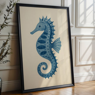 Blue Seahorse Wall Art Print – Coastal Nursery Decor, Ocean Animal Poster for Beach - Inspired Rooms - Just Great Posters