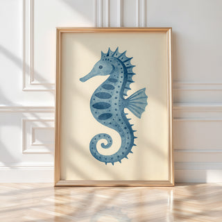 Blue Seahorse Wall Art Print – Coastal Nursery Decor, Ocean Animal Poster for Beach - Inspired Rooms - Just Great Posters