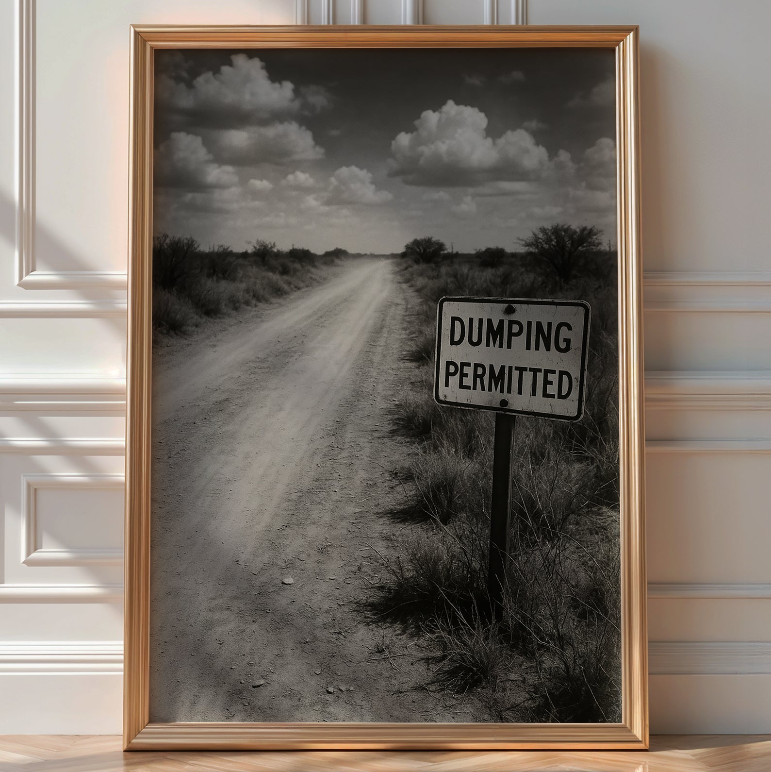 “Dumping Permitted” Funny Bathroom Poster – Retro Desert Sign Print for Loo Laughs - Just Great Posters