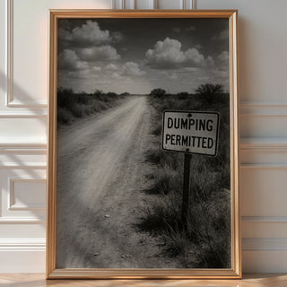“Dumping Permitted” Funny Bathroom Poster – Retro Desert Sign Print for Loo Laughs - Just Great Posters