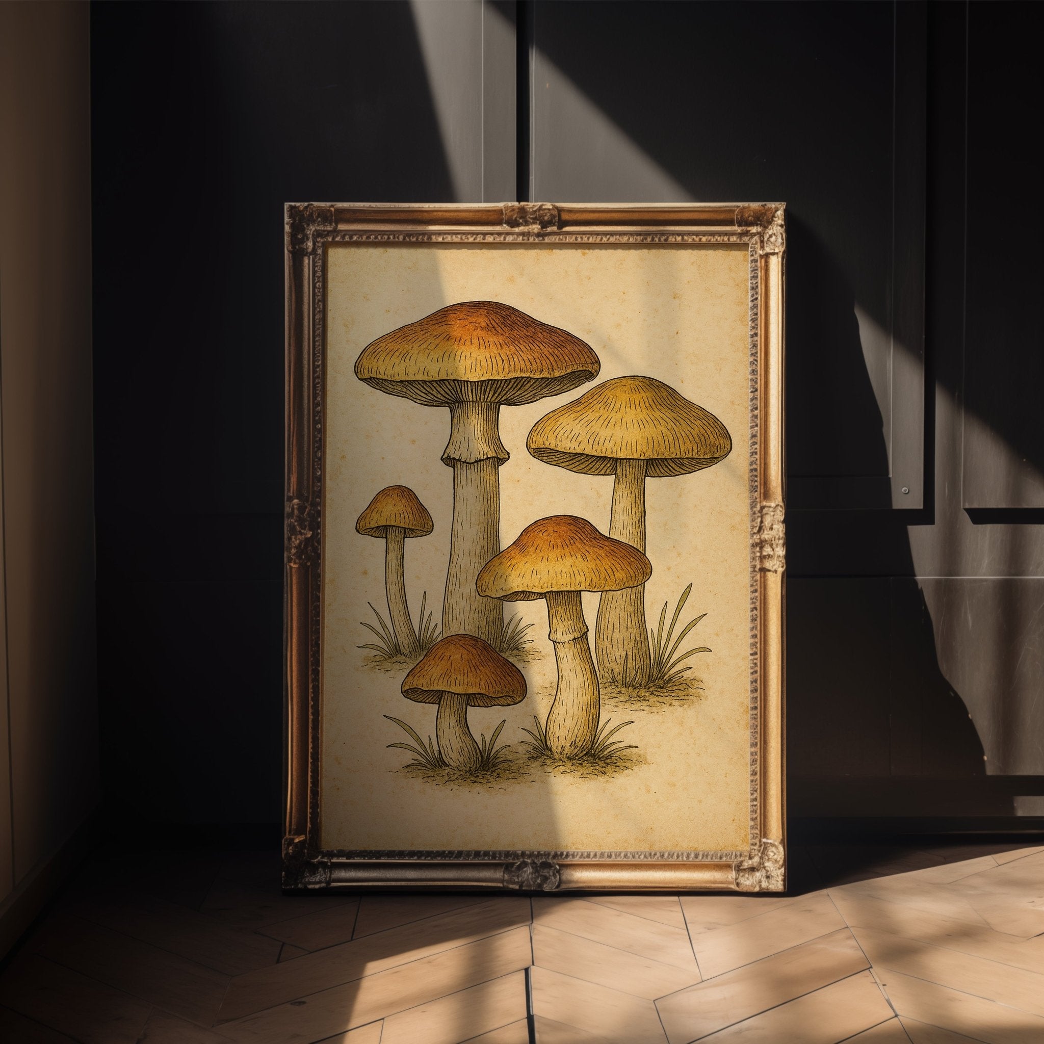 Vintage Mushroom Botanical Print – Autumn Fungi Wall Art for Cottagecore & Nature Lovers - Just Great Posters
