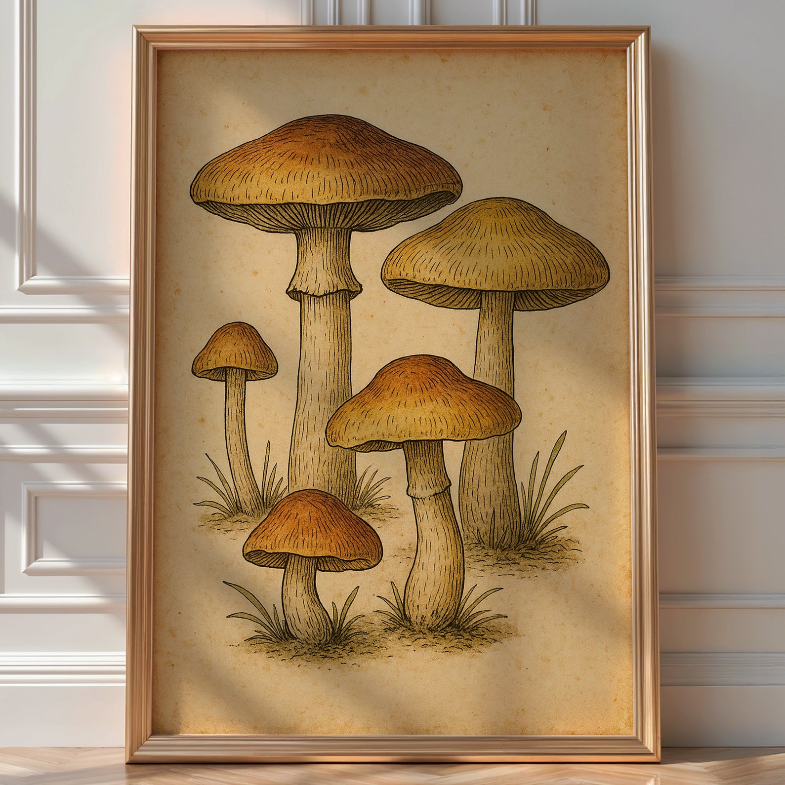 Vintage Mushroom Botanical Print – Autumn Fungi Wall Art for Cottagecore & Nature Lovers - Just Great Posters