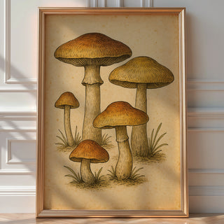 Vintage Mushroom Botanical Print – Autumn Fungi Wall Art for Cottagecore & Nature Lovers - Just Great Posters