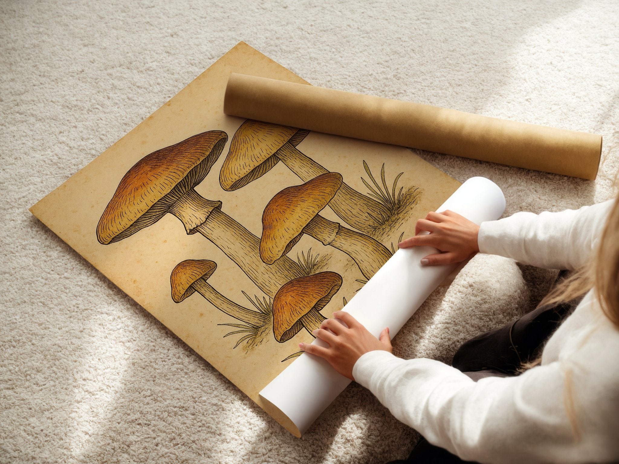 Vintage Mushroom Botanical Print – Autumn Fungi Wall Art for Cottagecore & Nature Lovers - Just Great Posters