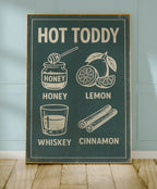 Hot Toddy poster displayed in a styled room setting