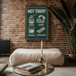 Hot Toddy Wall Art – Retro Drink Recipe Print for Cozy Kitchens - Just Great Posters