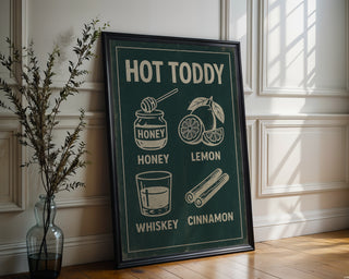 Hot Toddy Wall Art – Retro Drink Recipe Print for Cozy Kitchens - Just Great Posters