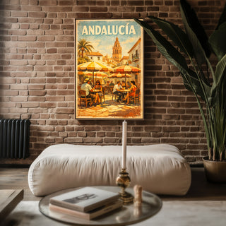 Andalucía Travel Poster – Vintage Spanish Café Scene Wall Art Print - Just Great Posters