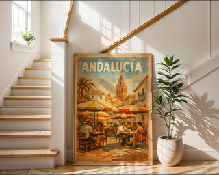 Andalucía Travel Poster – Vintage Spanish Café Scene Wall Art Print - Just Great Posters