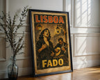 Lisboa Fado poster mockup shown on a gallery wall