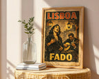 Lisboa Fado poster displayed in a cosy interior setting
