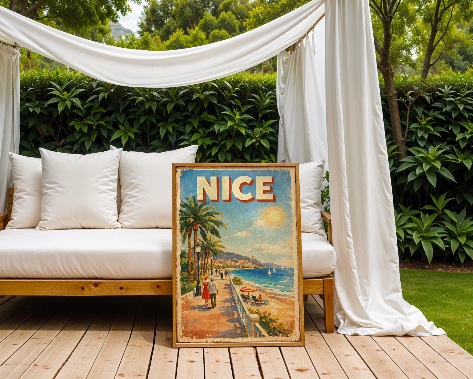 Close-up view of the Nice Riviera poster