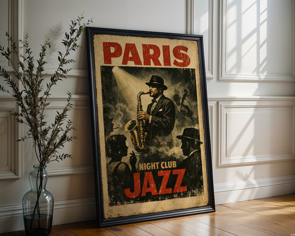 Paris Jazz Night poster shown in an alternative frame style