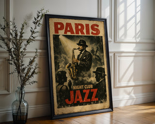 Paris Jazz Night Poster – Vintage Nightclub Wall Art Print - Just Great Posters