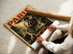 Paris Jazz Night poster displayed in a styled room setting