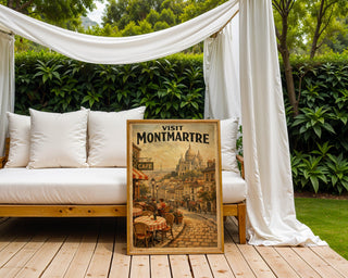 Visit Montmartre Poster – Vintage Paris Café Wall Art Print - Just Great Posters