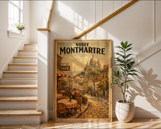 Visit Montmartre Poster – Vintage Paris Café Wall Art Print - Just Great Posters