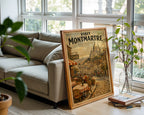 Visit Montmartre poster displayed in a cosy interior setting