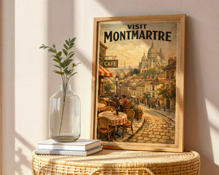 Visit Montmartre Poster – Vintage Paris Café Wall Art Print - Just Great Posters