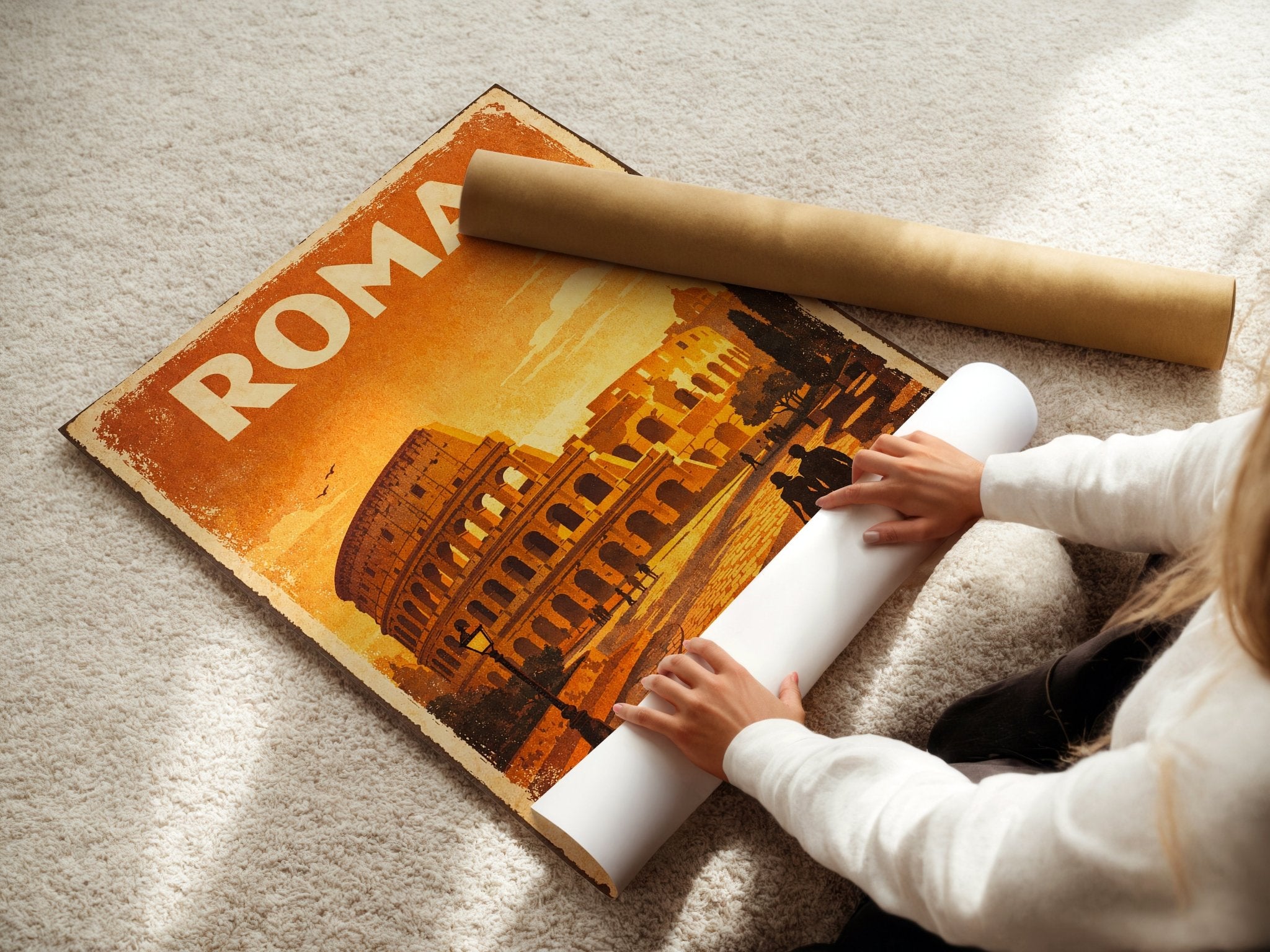 Roma poster displayed in a styled room setting