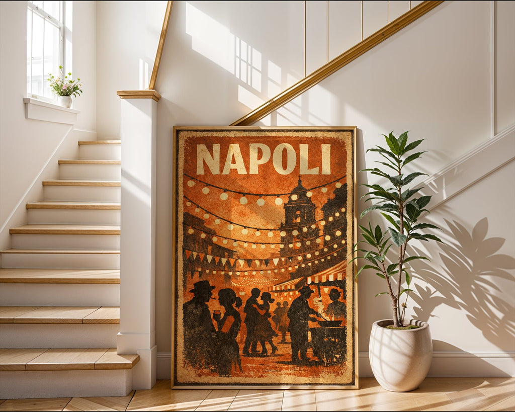 Close-up view of the Napoli poster