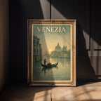 Venezia poster mockup shown on a gallery wall