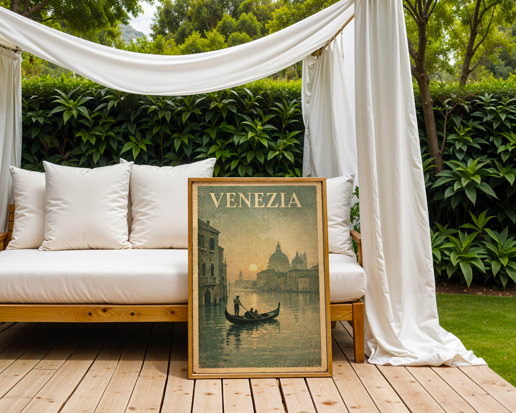 Venezia poster displayed in a cosy interior setting